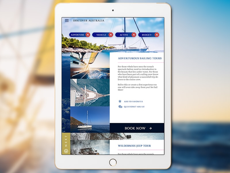 iPad editie Online vakantie website en webshop