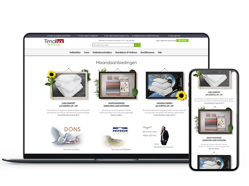 Webshop redesign voor Shopify Timalux