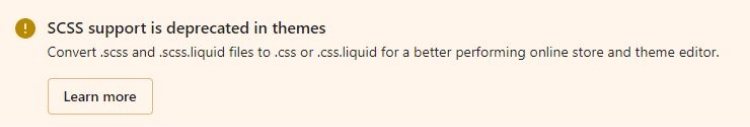 Shopify css waarschuwing