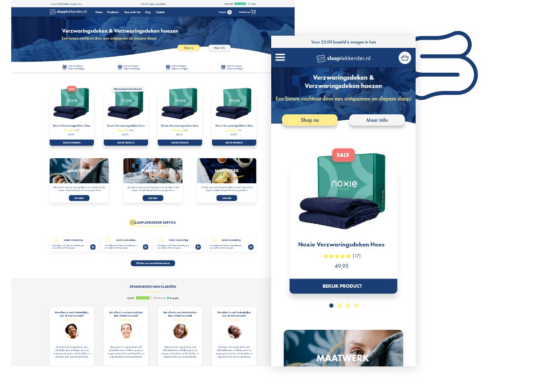 Slaaplekkerder Shopify Webhop top image
